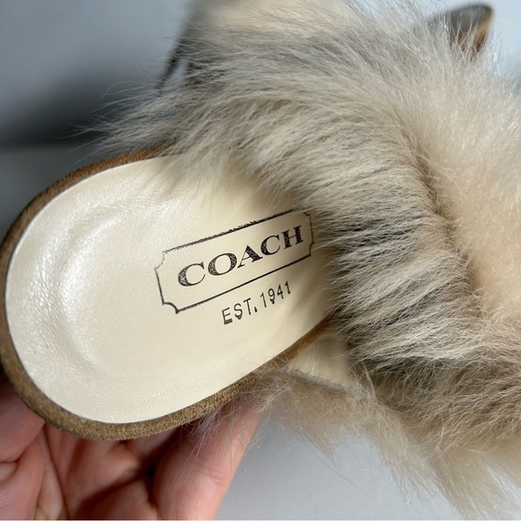 Coach Shoes Kristy Suede Leather Fur Heel Booties Tan Lace-up Size 9B NWOT - Picture 10 of 10